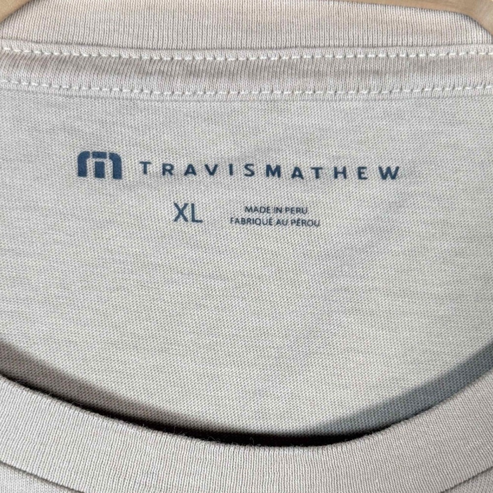Travis Mathew Mens XL Tan Palm Tree Pocket Graphic T-Shirt Short Sleeve Tee - Picture 3 of 4